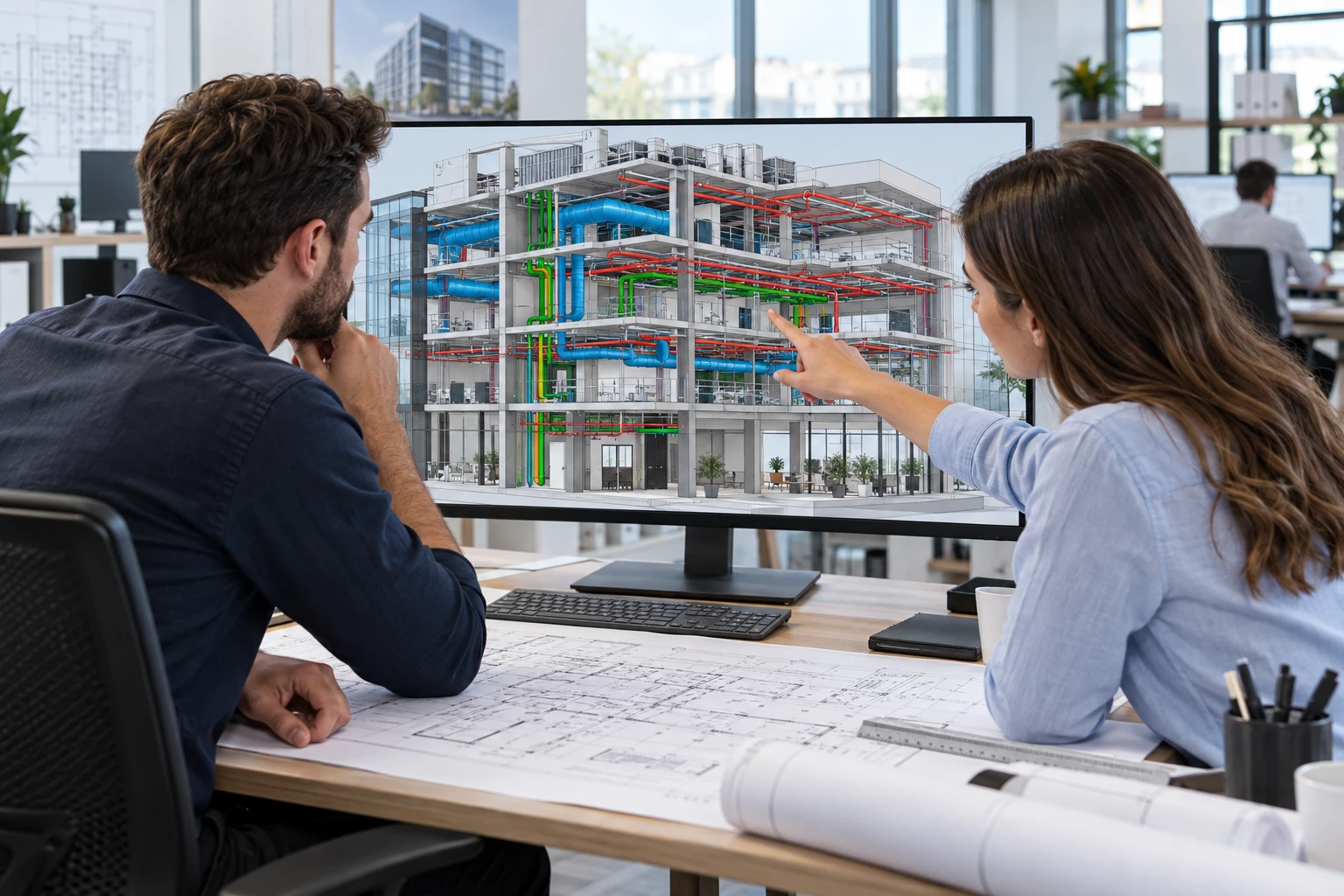 3D BIM modeling and coordination of mechanical, electrical, plumbing and fire protection systems